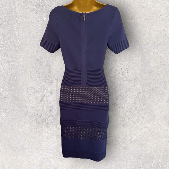Reiss Lavender Blue Crochet Bandage Short Sleeve Bodycon Dress Size S UK 8/10 - Picture 4 of 6